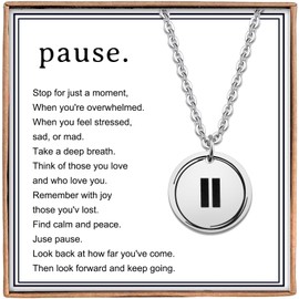 Haoze Inspirational Pause Necklace Gifts for Women Encouragement Birthday Gifts or Best Friend Relaxation Gifts for Women (Pause Necklace)