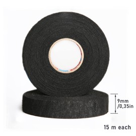 Ruikdly Gewebeband 4 Stück Auto Isolierband,gewebeband schwarz für Kabelbäume im Automotive-Bereich und im Motorraum 19 mm x 15 m (9mm/15m)