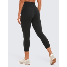CRZ YOGA Womens Butterluxe Workout Yoga Capri Leggings 23 Inches - High Waist Crop Pants with Pockets Buttery Soft Gym Black Medium