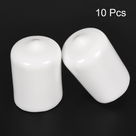 QUARKZMAN Pack of 10 Rubber End Caps 15 mm Plastic Cap Rubber Caps Protective Caps Cover Foot Caps for Chair Legs Table Legs Screws Bolts Thread Metal Rods Pipe Fence Posts White
