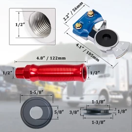 CheeMuii 1 Pair Glad Hands with Gladhand Handles & 4 Pcs Gladhand Seals Kit | Heavy-Duty Anodizing Aluminum Emergency Air Brake Hose Coupling Red & Blue Gladhand & Grips Set for Semi Truck Trailer