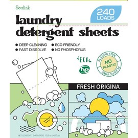 Soulink Laundry Detergent Sheets Fresh Original Scent 240 Loads