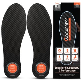 AOGXPRESS' Carbon Fiber Insole (1 Pair), (8) Carbon Fiber Shoe Insert- Rigid Support Turf Toe, Shoe Insert for Sports, Hiking, Trekking, Basketball, Running - Alternative to Post Op Shoe,