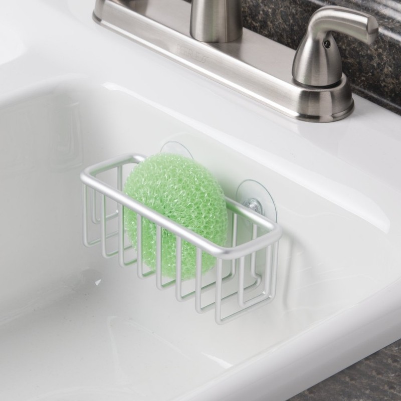 InterDesign Metro Rustproof Aluminum Suction Sponge Holder for Kitchen Sink