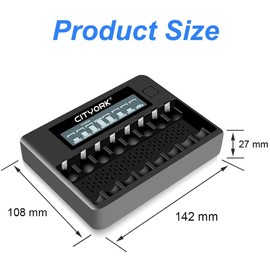 CITYORK Paquete de 4 pilas AA 3000 mAh y 4 unidades AAA 1100 mAh 1.2 V Ni-MH recargables con caja de batería con 8 bahías AA AAA LCD Smart 1.2 V NiMH/NiCd, carga rápida