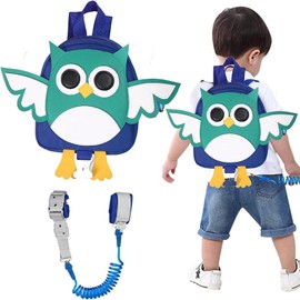 Mochila 2 en 1 con Pulsera de Seguridad, Bebé Mochila con Cuerda Anti-Perdida, Mochila con Pulsera de Seguridad Infantil Desmontable de 2,5 M (Azul)