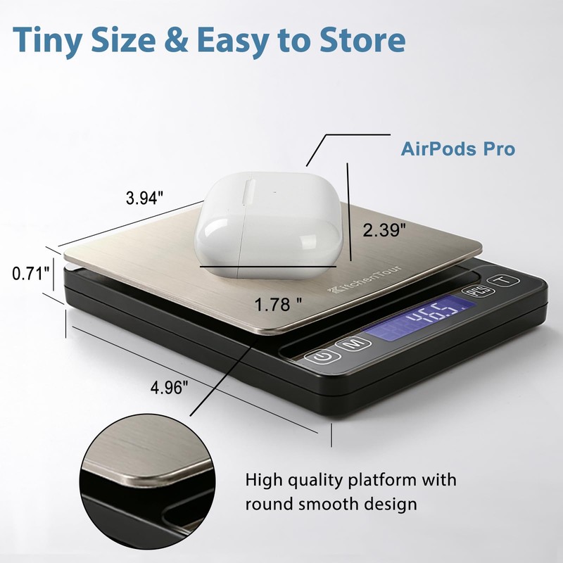 KitchenTour Digital Kitchen Gram Scale - 3000g/0.1g - High Accuracy