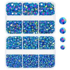 qiipii Royal Blue AB Resin Rhinestones for Crafting Dark Blue Flatback Stones 3mm 4mm 5mm 6mm No-Hotfix Diamonds Gems Charms Supllies for Nails Face Eyes Makeup Body Tumblers Bottles DIY Crafts Shoes