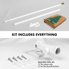 UD_G128 Combo Pack: 6 Ft Tangle Free Aluminum Spinning Flagpole (White) & An Appeal to Heaven Tea-Stained Flag 3x5 Ft, Double To