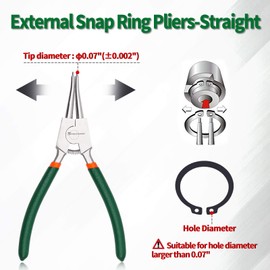 SPEEDWOX Circlip Pliers 7-Inch Snap Ring Pliers External Heavy Duty Precision Cir-Clip Retainer Ring Pliers Straight Jaw for Ring Remover Retaining