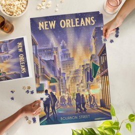 Lantern Press 1000 Piece Jigsaw Puzzle, New Orleans, Louisiana, Bourbon Street Litho
