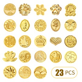BATHRINS Wax Seal Stamp Kit-23Pcs Sealing Stamp Heads,Wooden Handle,Metal Seal Mold,Silicone Mat,Color Pen for Party Wedding Invitation Cards Envelopes Gift Wrapping Letter