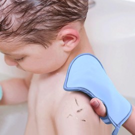 Wash Gloves for Shower - 4X Scrub Gloves | Quick-Drying Reusable Spa-Grade Mitts Gentle Massage Dry Brushing for Sensitive Skin Cleansing Travel Boy Girl Children