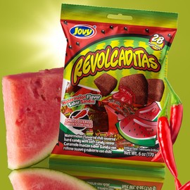 Sweet and Spicy Hard Candies Covered in Chili Powder, Watermelon Flavored Individually Wrapped Mexican Candies for Sharing, Pinatas or Goody Bag Fillers, 6 ounce Bags, Pack of 2 (Watermelon)