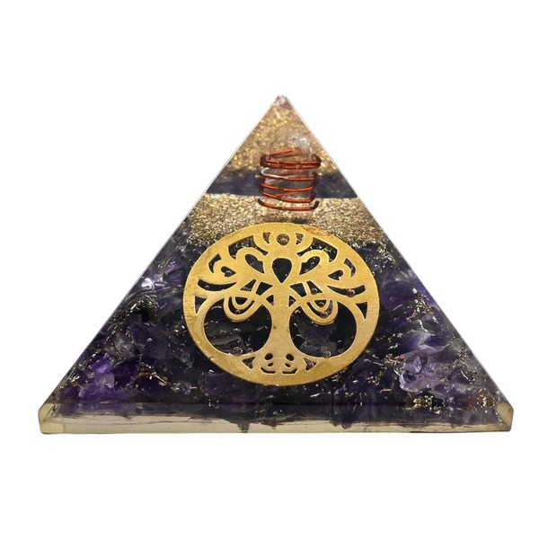 Amazing Gemstone Amethyst Orgonite Pyramid | Crystal Pyramid | Tree