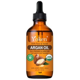 Yoken Argan Oil for Hair, 4 Fl Oz Pure and Natural Morocco Argan Oil, Argon Oil For Hair, Scalp, Face & Skin Care, 100% Cold Pressed Hair Conditioner, Unrefined Argon Nails Carrier Oil