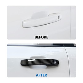 ushilife Exterior Door Handle Cover Trims Fit for 2024 2025 Ford Ranger XL XLT Lariat Raptor, 4 Pack Carbon Fiber Style Exterior Door Handle Covers Decoration (Without Keyless Entray System)