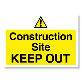 Punkcards - Construction Site Keep Out, Safety Warning Sign, A2 594 x 420mm 3mm Foamex, building site