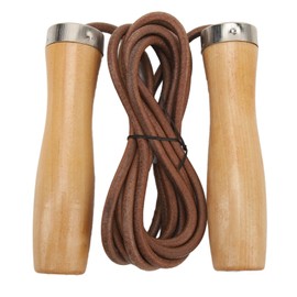 Jump Rope Cowhide Wooden Handle Portable Highly Effective Skipping Rope for Fitness Exercise