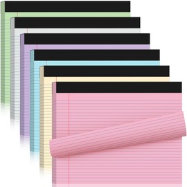 Jetec 6 Pcs Legal Pads Landscape Pad College Ruled 50 Sheets Pad Assorted Colors Writing Pads 11" x 9.5" Horizontal Notebook for Work Office Travel Supplies(Multicolor)