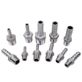 Hose Barb POWERTOOL Hose Barb Stainless Steel SS304 Male Thread Coupling Fitting Connector BSP for Many Different Pipes 1/8-1/2 (1/4 x 12mm)