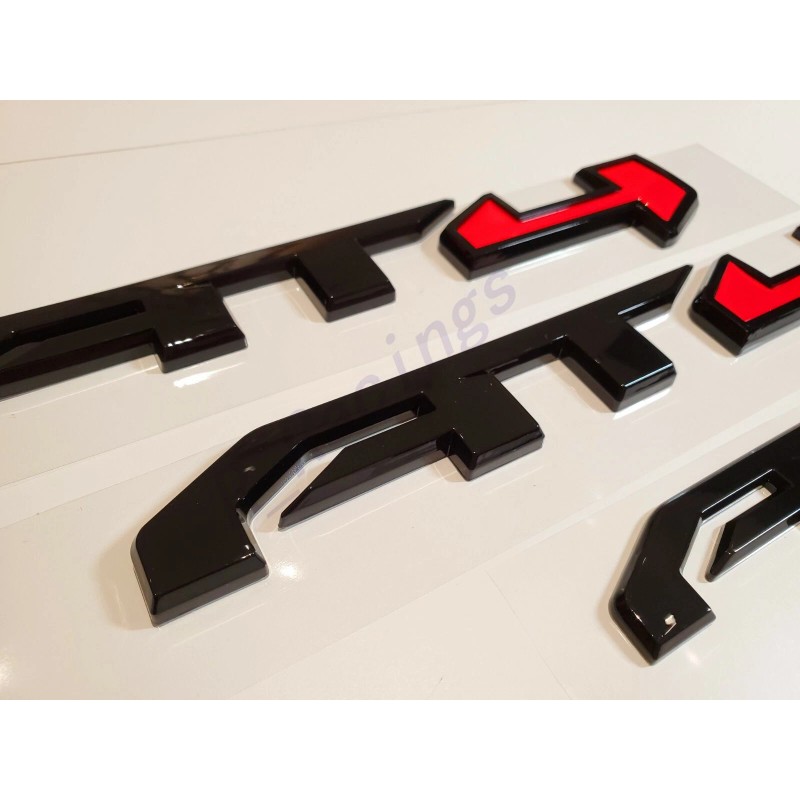 GMC 4PCS Gloss Black Red AT4 Emblem Sierra Letters Fit
