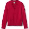 Lands' End Uniform Cotton Modal Button Front Cardigan Red Kids