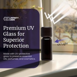 Infinity Jars Black Ultraviolet Glass Easy-Pour Screw-Top Bottle 10 ML(.34 fl oz) Airtight Refillable Container with Neck Finish for Oil, Coffee, Spices, Dried Goods - Black storage Miron jars 3-Pack