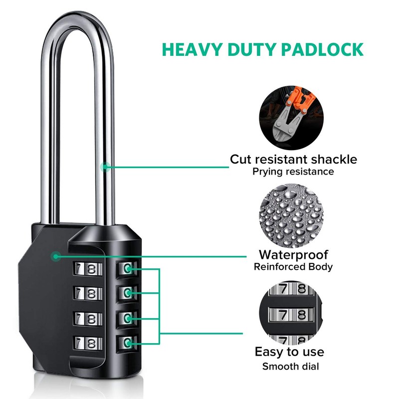 Locker Padlock, Combination Padlock, BeskooHome 4 Digit 6.5cm Long Shackle