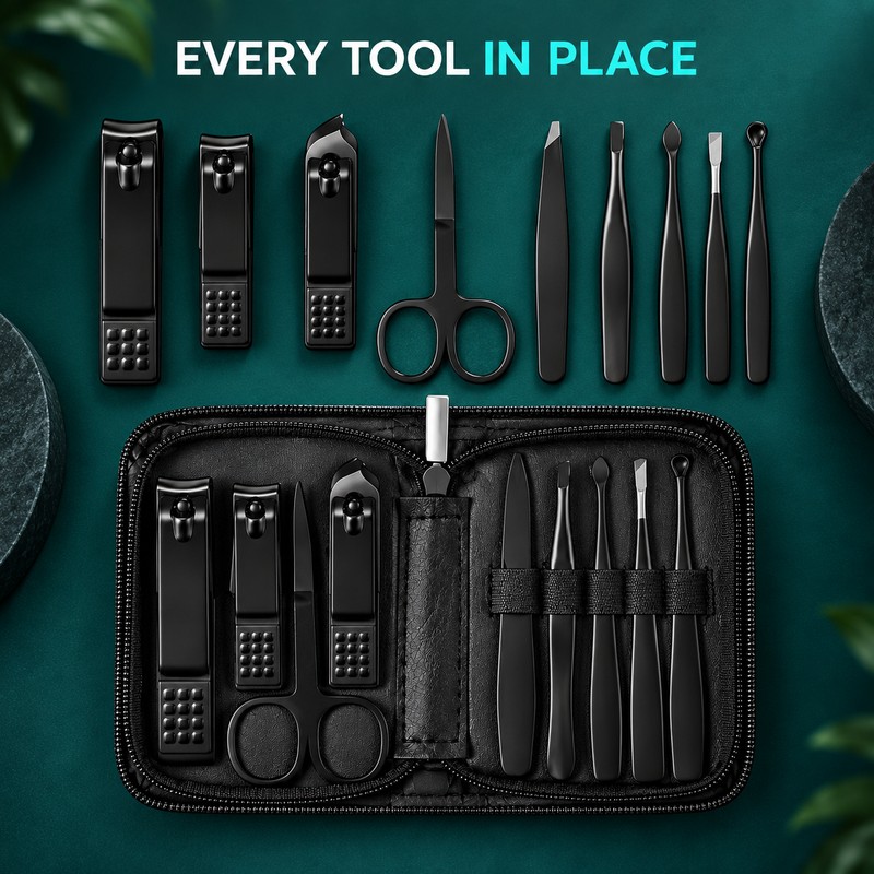9-Piece Nail Clipper Set – Stainless Steel Manicure & Pedicure