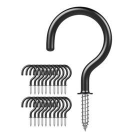 Argojolo Ceiling Hooks – Vinyl Coated Screw Hooks – 1-1/2 Inches Cup Hooks – Screw-in Hooks – 20 Pack – Black