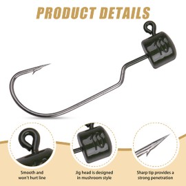 Ned Rig Jig Heads for Soft Lures, 20Pcs Wide Gap Shroom Jig Hooks Set Offset Ned Hooks for Bass Fishing (3/8oz)