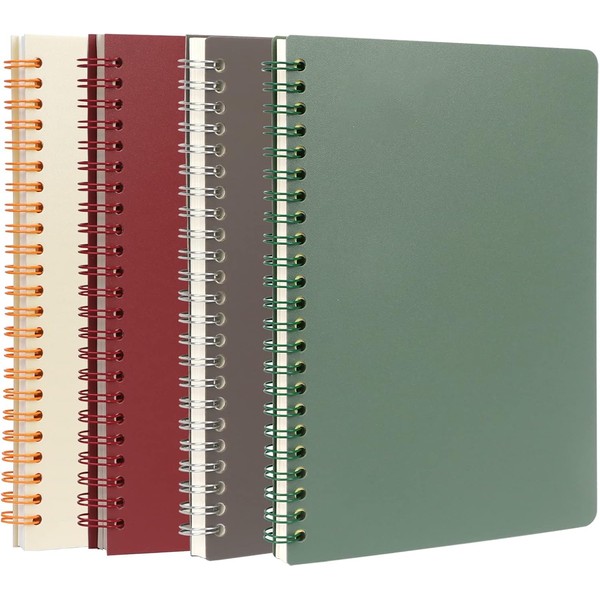 Dzpuhuojz Spiral Notebook, 4 Packs College Ruled Lined Paper, PP