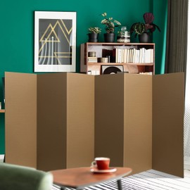 4 ft. Short Brown Temporary Cardboard Folding Screen - 6 Panels