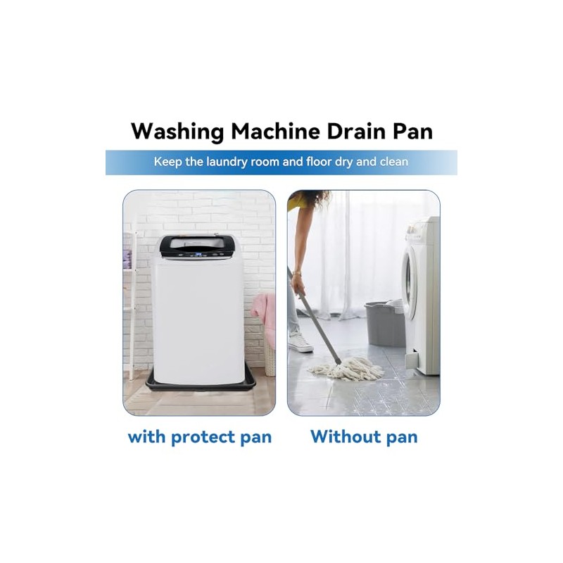 30x32inch Washing Machine Drain Pan, with Raised Edge, Features a
