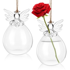 Healeved Window 2pcs Clear Glass Guardian Angel Vases Clear Plant Terrarium Container Hydroponic Office Wedding Decor Garden Ornaments Planter 12x7.5cm Angel Ornament Bulk Ornaments