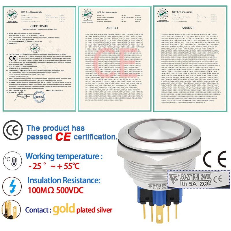 30mm Latching Push Button Switch Big Button White DPDT/SPDT Waterproof