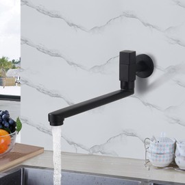 HAMOLER Negro Grifo de Baño Grifo De Lavabo De Rosca G1/2 Grifo Moderno De Pared Grifo De Lavabo Montado En La Pared llave Grifo de