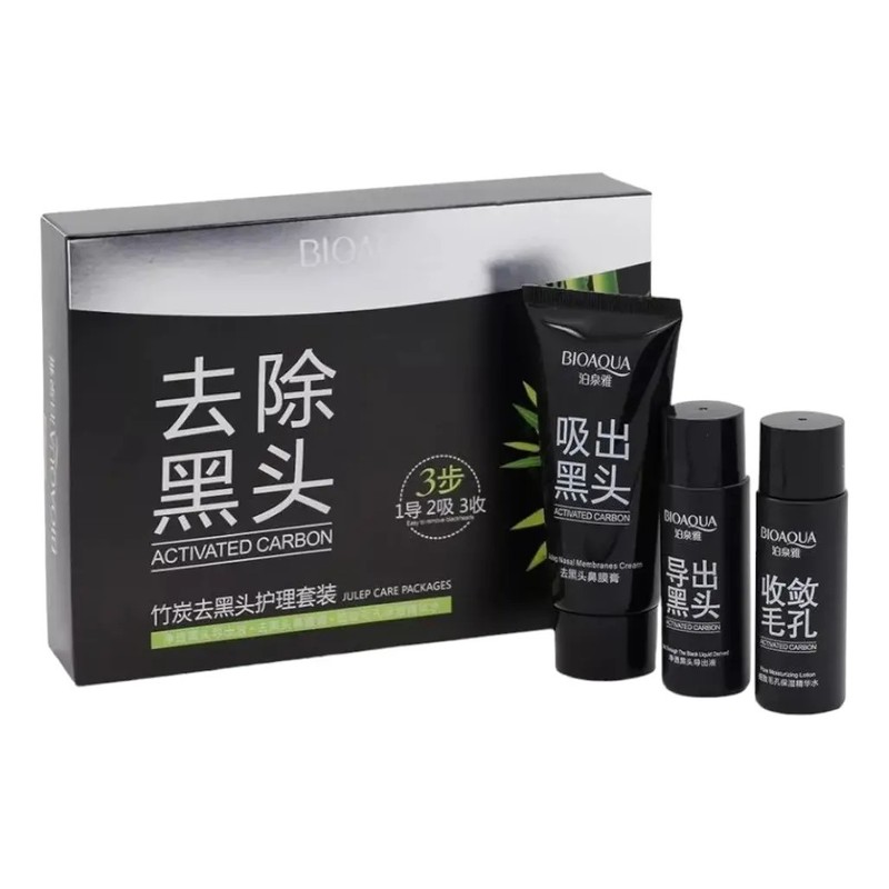 Bioaqua mascarilla negra set antiacné, elimina puntos negros en piel