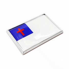 Perdecor Christian Flag Sticker Emblem Christianity Cross Church Jesus Faith Decal Car Chrome Flags, 2 Pack, 3 x 2 inches