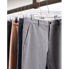 HOUSE DAY - Perchas transparentes para falda con clips, ganchos de plástico antideslizantes con clips ajustables, ganchos delgados para pantalones, faldas, pantalones cortos, ganchos transparentes de 14 pulgadas, paquete de 10 unidades, gancho giratorio 