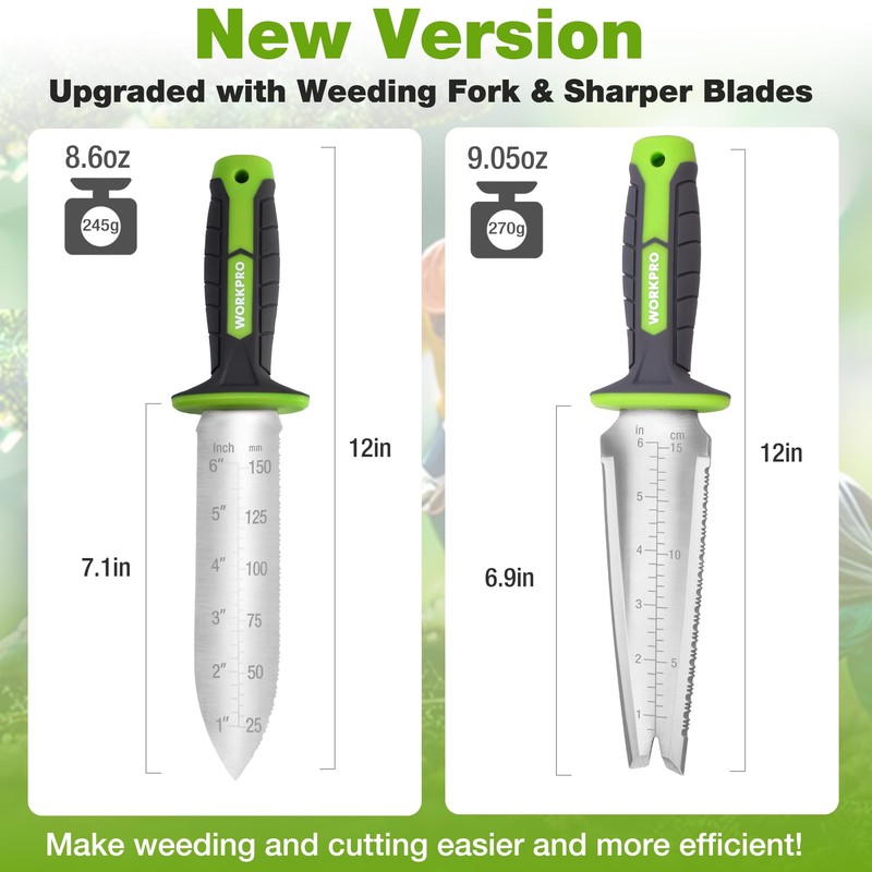 WORKPRO Hori Hori Garden Knife, Garden Tools with Oxford Sheath,