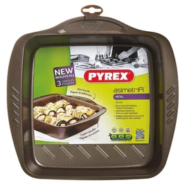 Pyrex asimetriA Metal Easy-Grip Square Roaster 24x24 cm, Carbon Steel, Brown