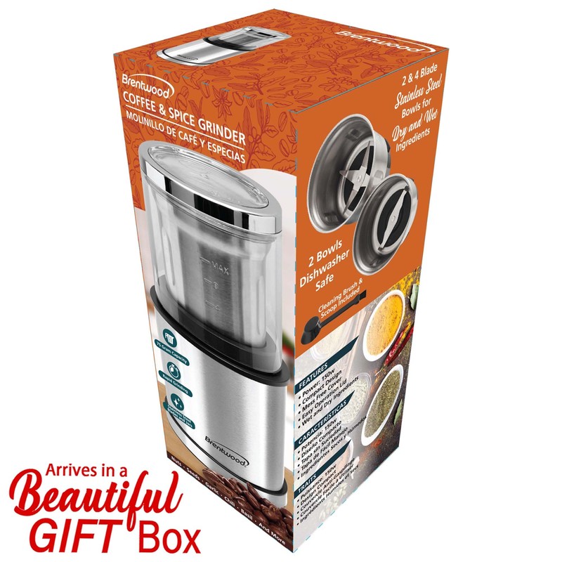 Brentwood CG-162S 75-Gram Electric Wet and Dry Coffee Bean, Herb,