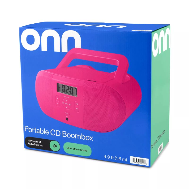 Onn. Portable CD Boombox w/Digital FM Radio CD Player w/2.4RMS