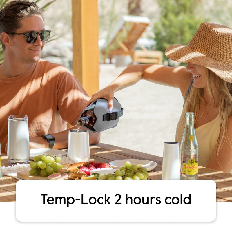 ThermoFlask Wine Bottle Travel Holder and Cooler, Premium Quality, Ice