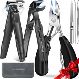 Toenail Clippers for Seniors Thick Toenails, Angled Head Large Toe Nail Clippers for Thick Nails for Men, Heavy Duty Ingrown Toenail Clippers with Wide Jaw, 360° Rotating Nail Clipper with Long Hande