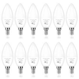 Odnora E12 Candelabra LED Light Bulbs 60W Equivalent, 2700K 6W 450 Lumens Chandelier Light Bulbs, Daylight White LED Ceiling Fan Light Bulbs, B11 Candle Light Bulbs Small Base, Non-dimmable 12 Packs