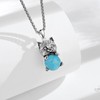 INFUSEU Cat Necklace Turquoise Jewelry for Women Healing Crystal Stone