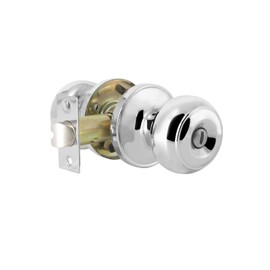 Probrico Door Knob Polished Chrome, Door Handles with Round Knob, Interior Privacy Knob Lock for Bathroom Bedroom, 1 Pack